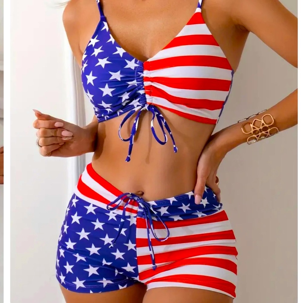 FINAL PRICE💥🇺🇸 American Flag 2 Pc Tankini Set - Picture 3 of 12